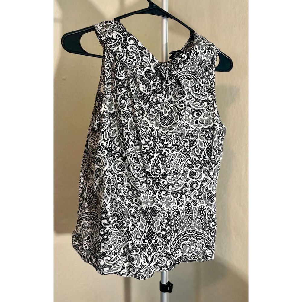 Talbots black and white paisley sleeveless shirt Size 14p - Picture 2 of 4